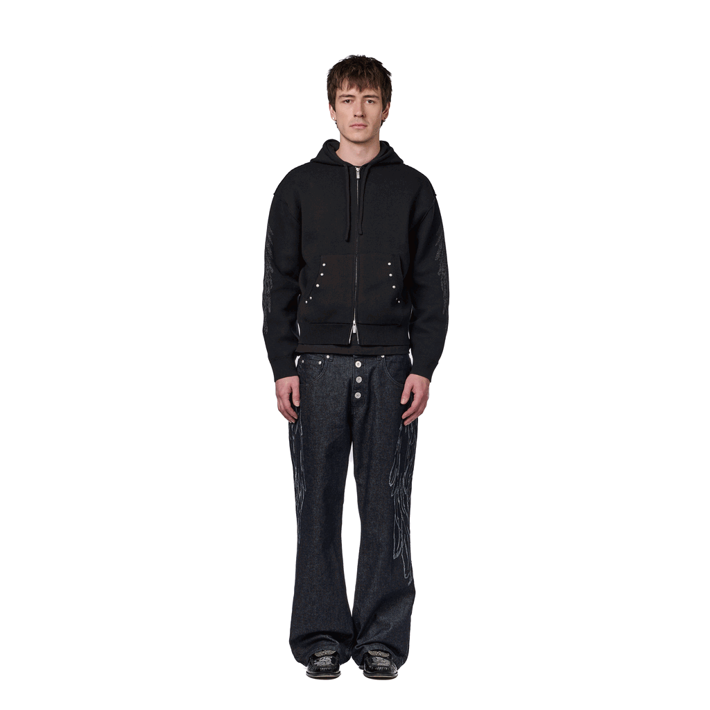 "hellboy" indigo raw bootcut Denim