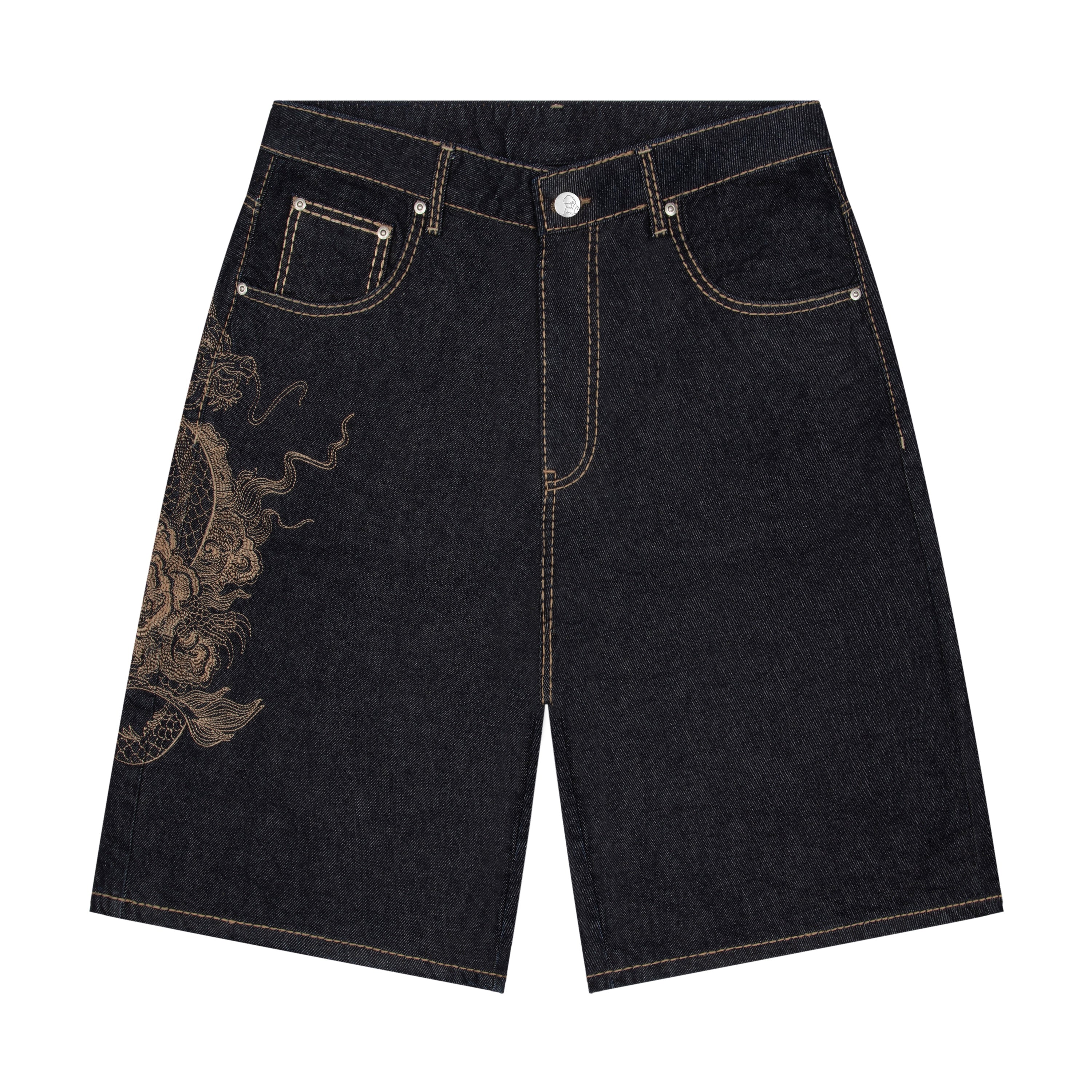 "yakuza" indigo raw Jorts 03