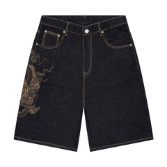 "yakuza" indigo raw Jorts 03