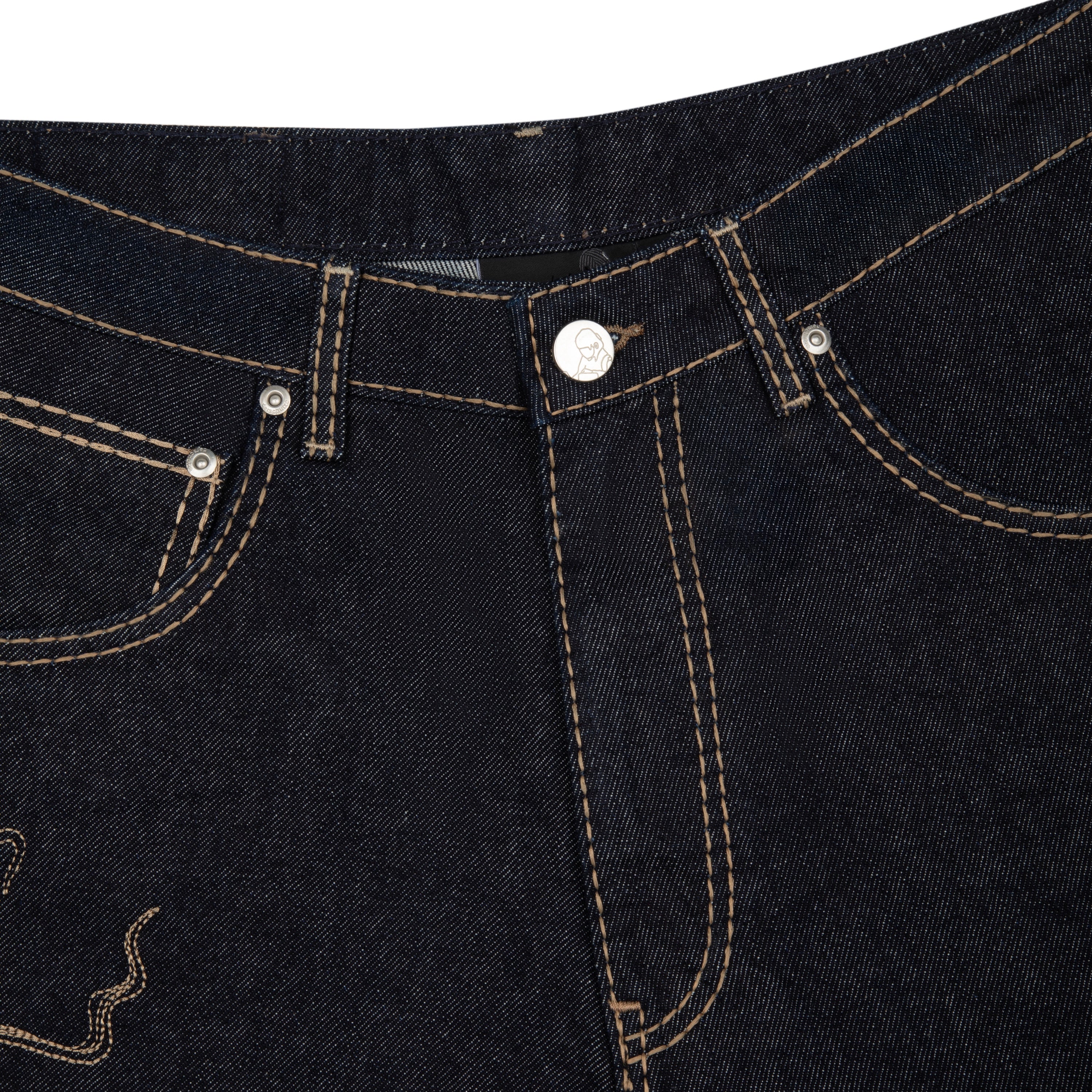 "yakuza" indigo raw Jorts 03