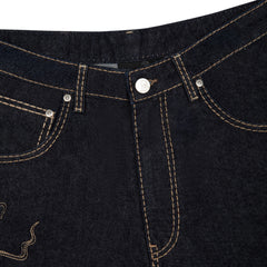 "yakuza" indigo raw Jorts 03