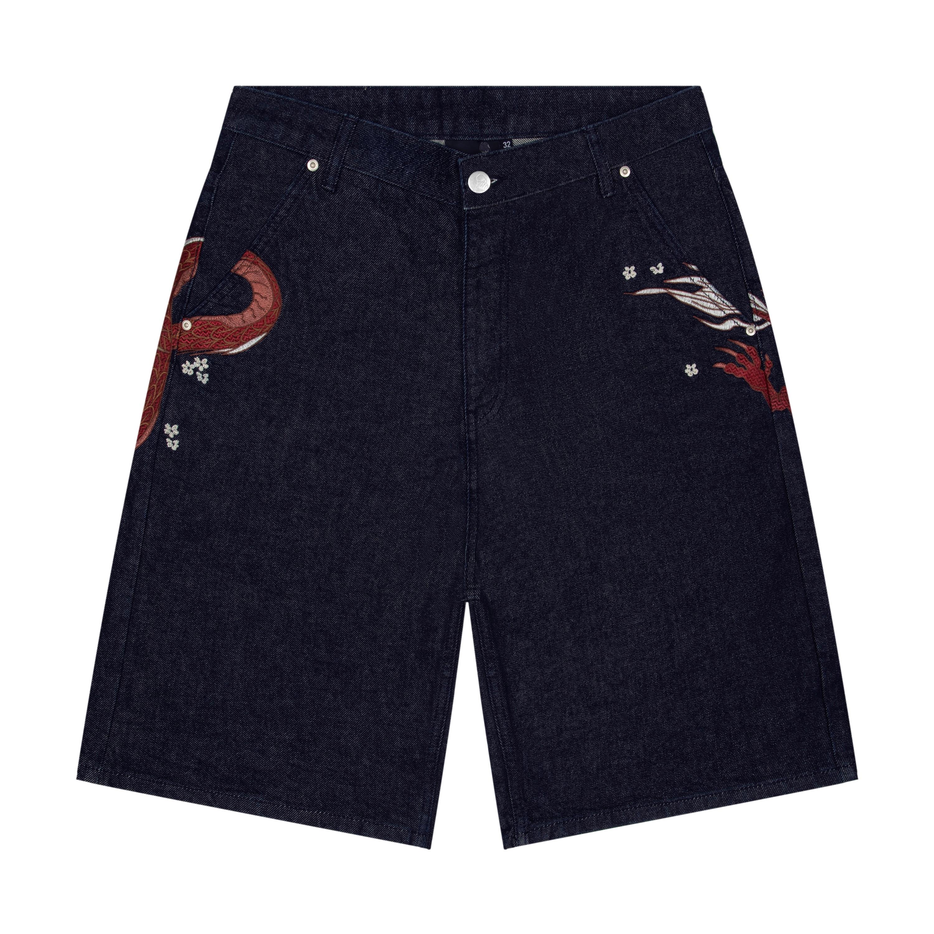 "yakuza" indigo raw Jorts 01