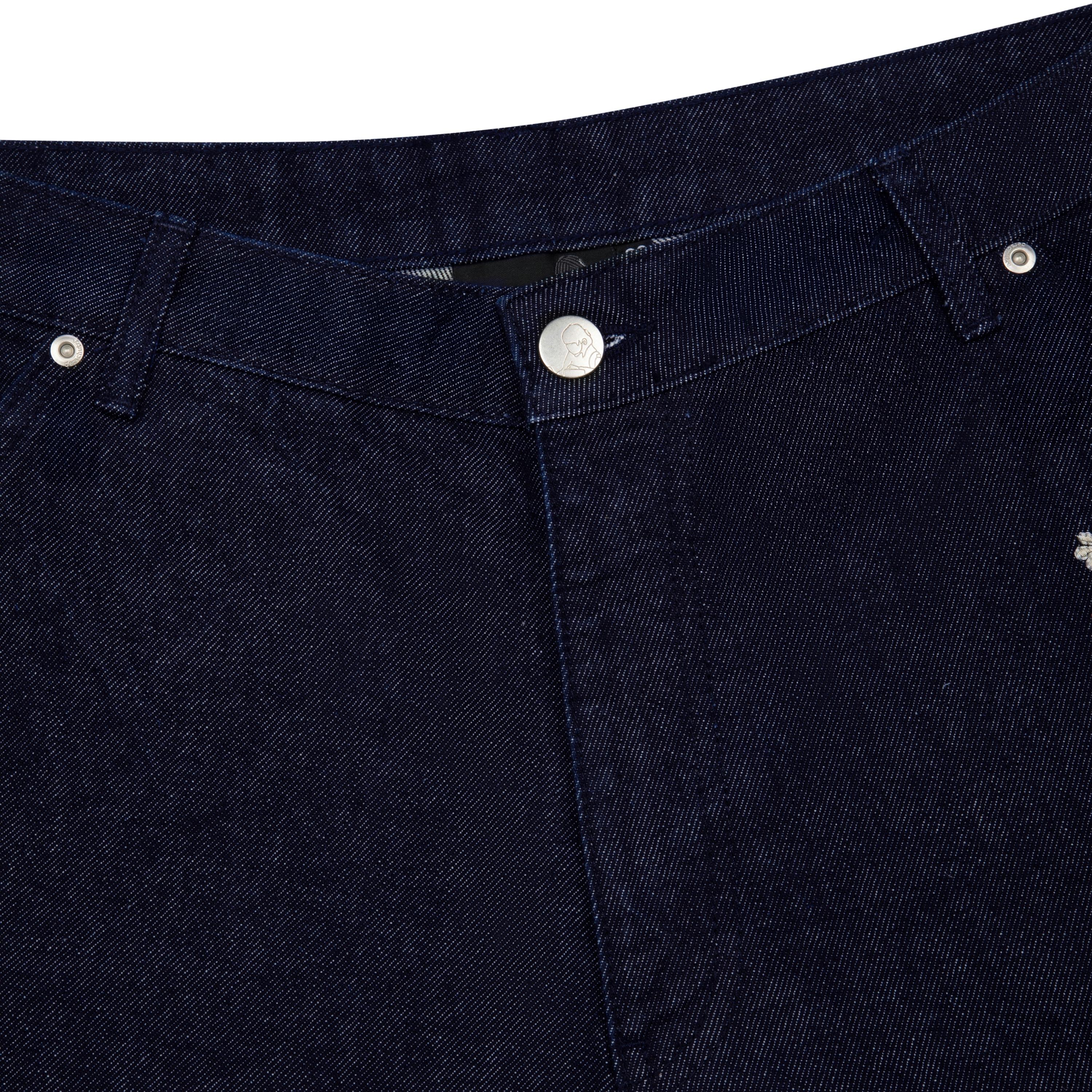 "yakuza" indigo raw Jorts 01