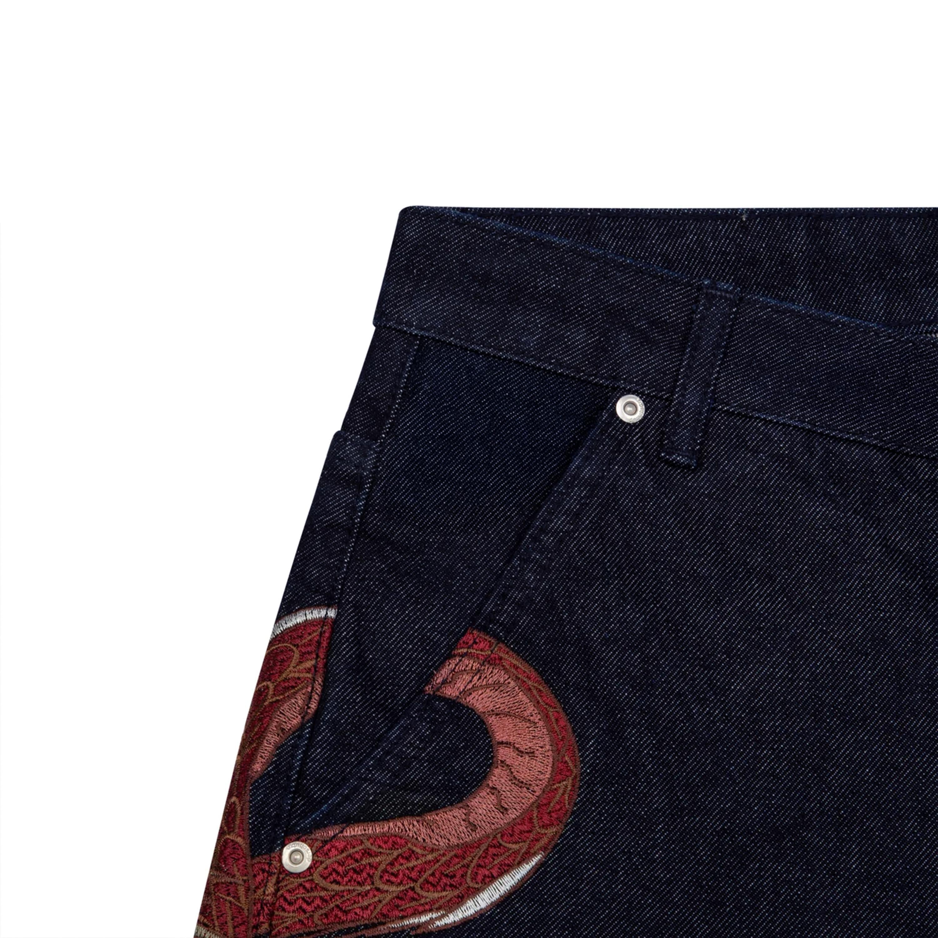 "yakuza" indigo raw Jorts 01