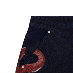"yakuza" indigo raw Jorts 01