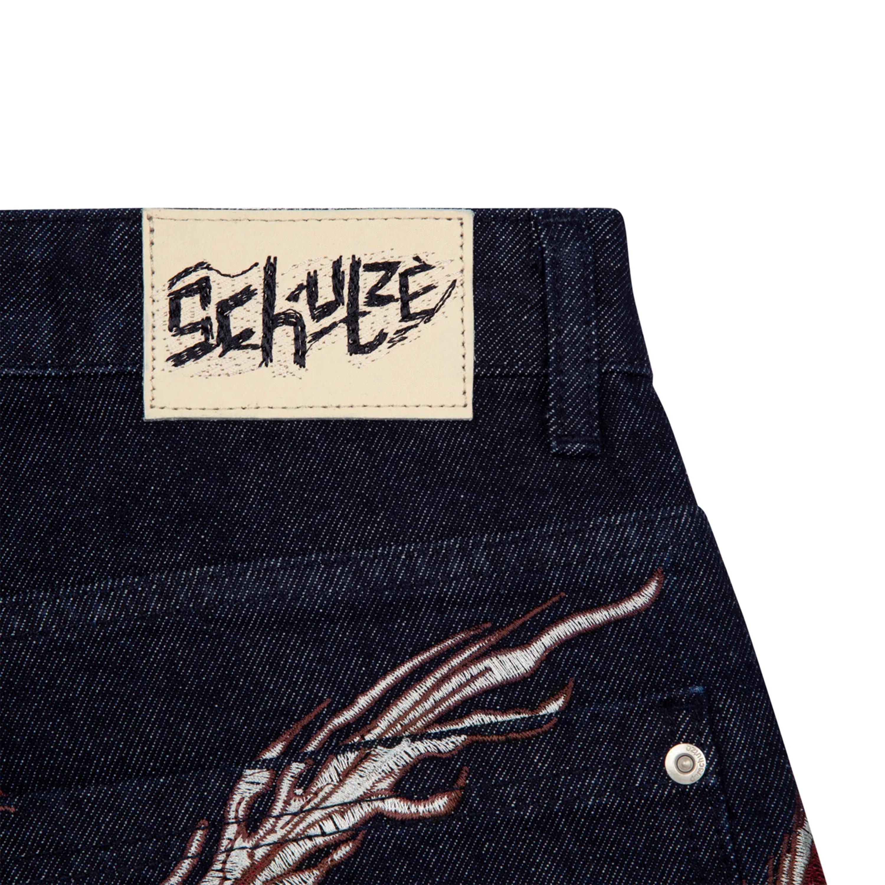 "yakuza" indigo raw Jorts 01