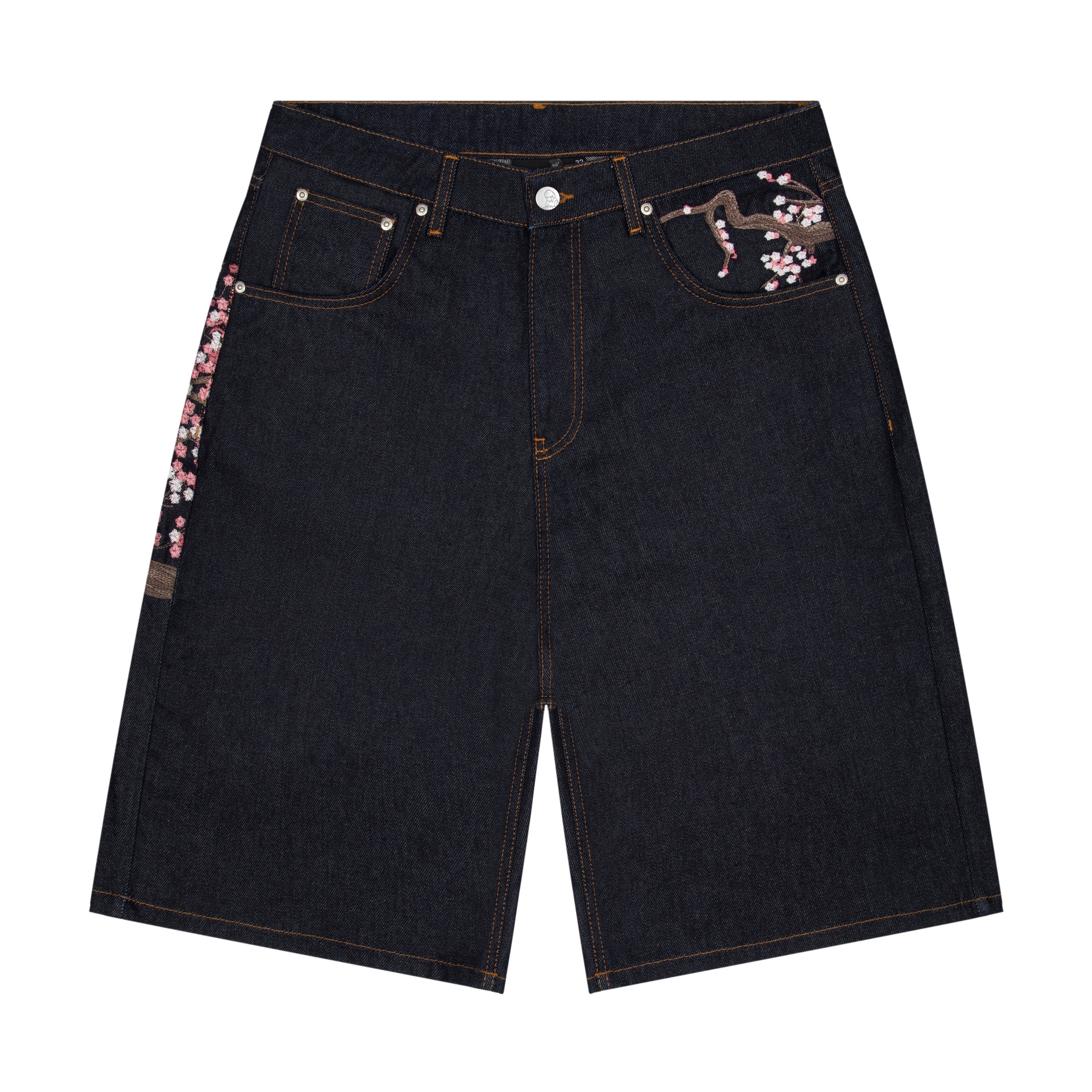 "blossom" indigo raw Jorts