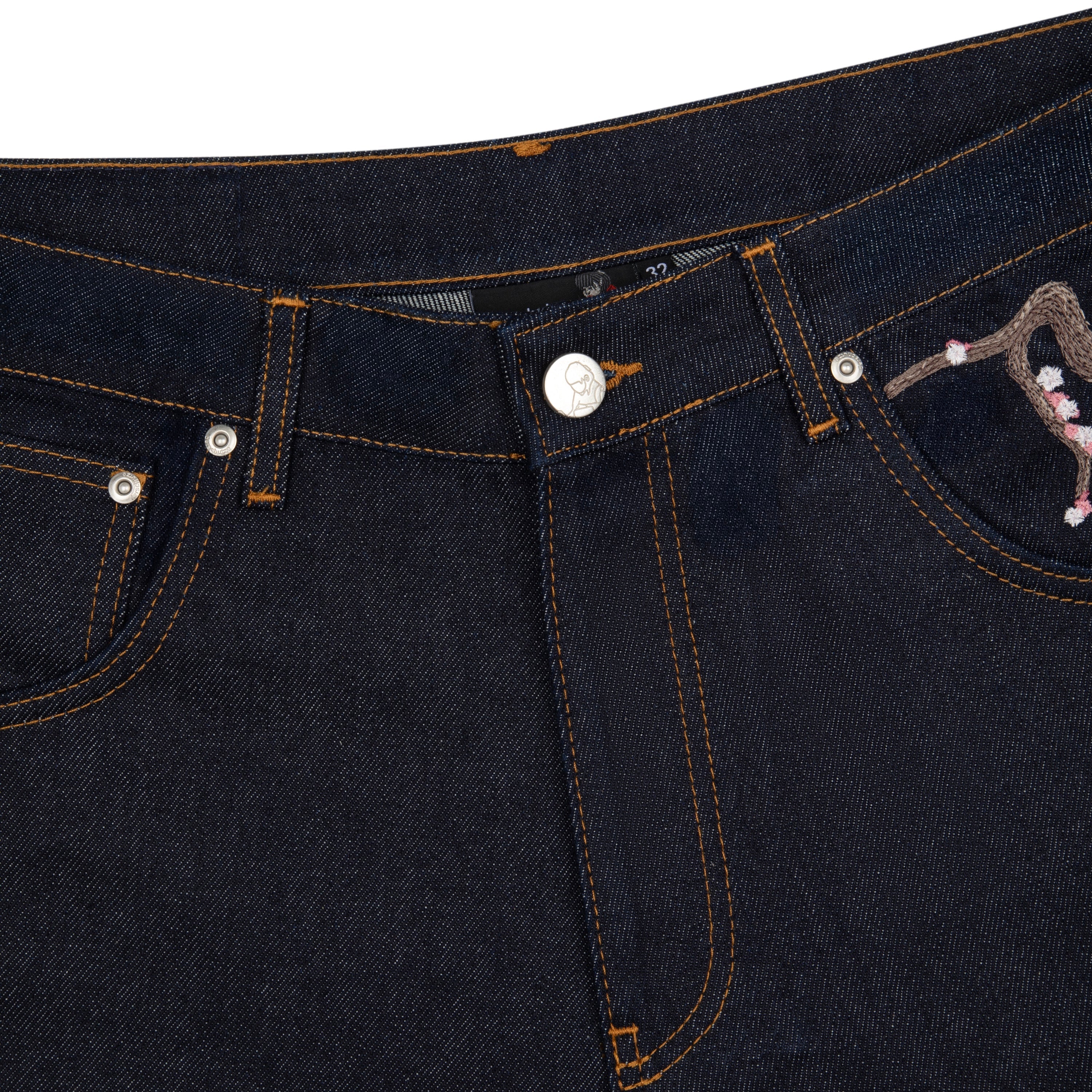 "blossom" indigo raw Jorts