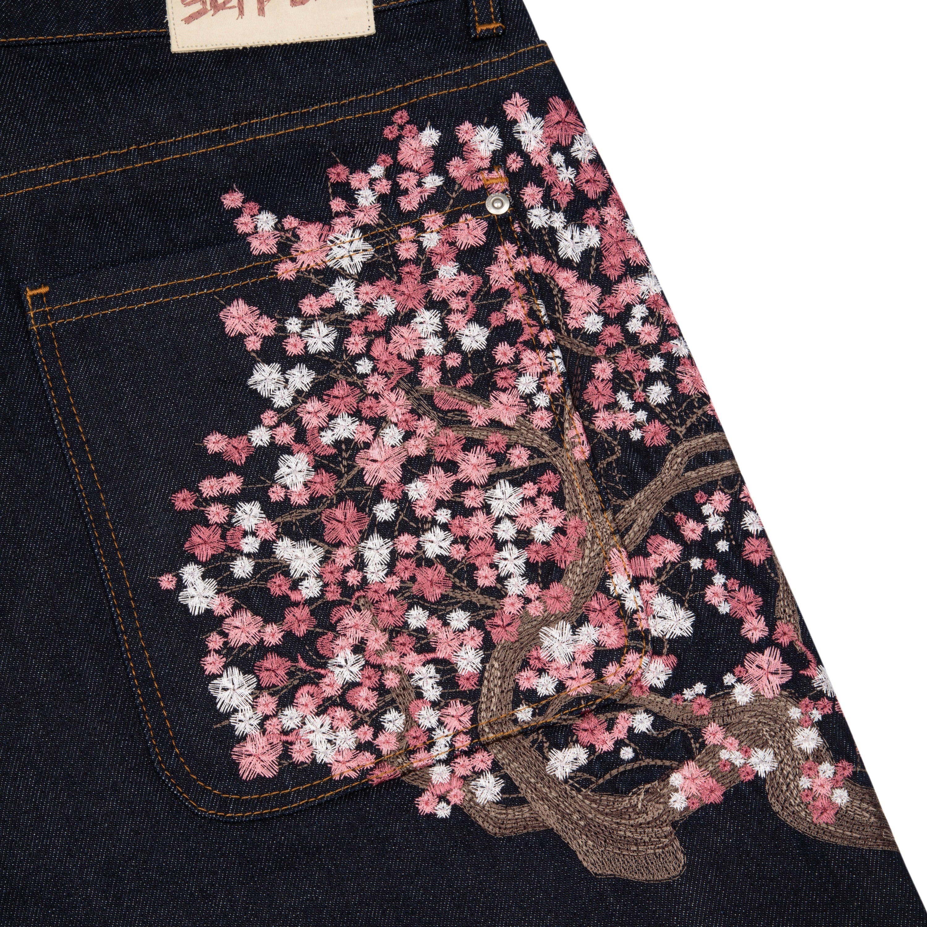 "blossom" indigo raw Jorts