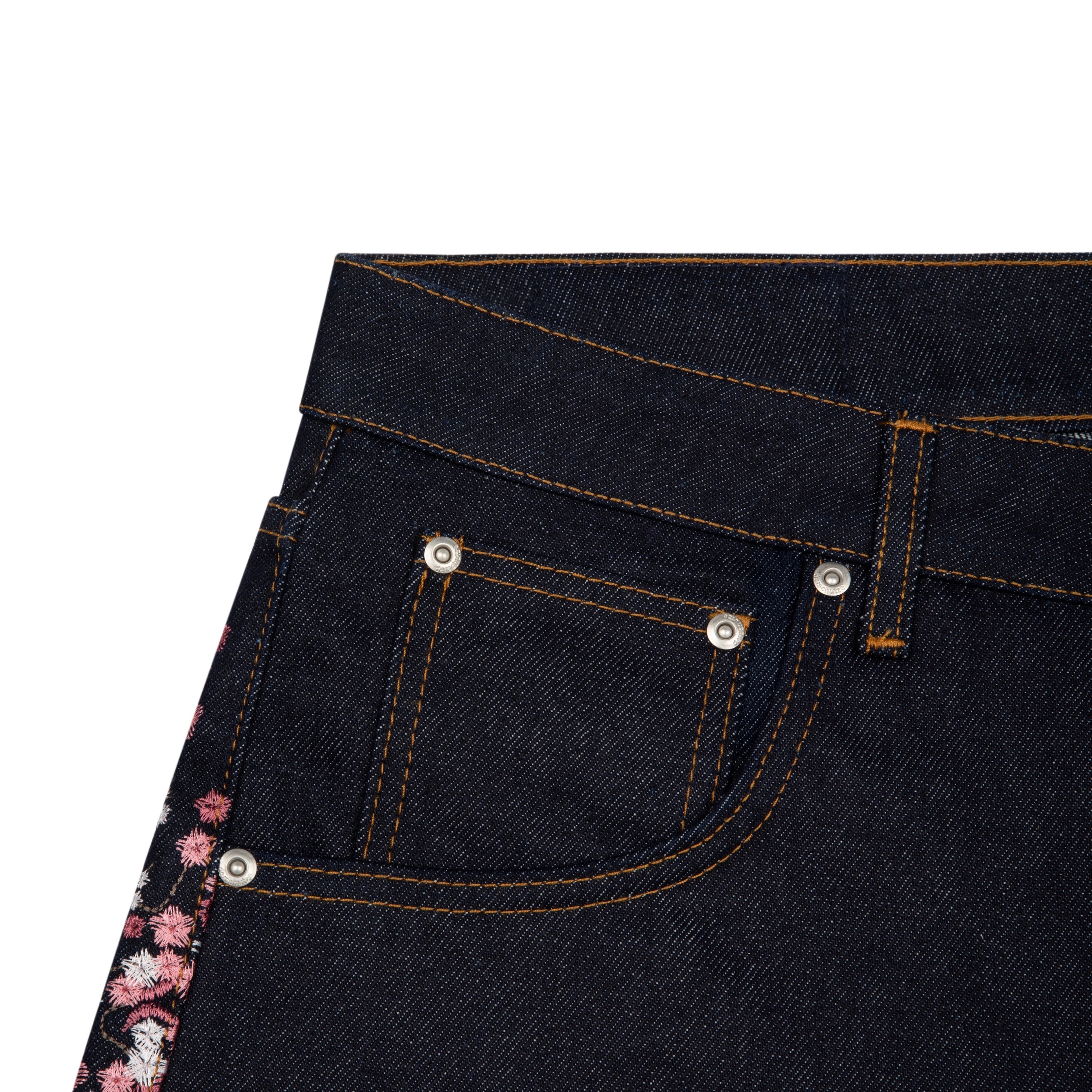 "blossom" indigo raw Jorts