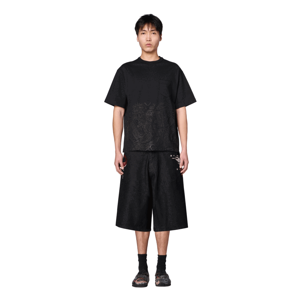 "yakuza" black raw Jorts