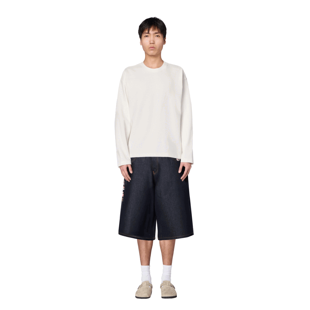 "blossom" indigo raw Jorts