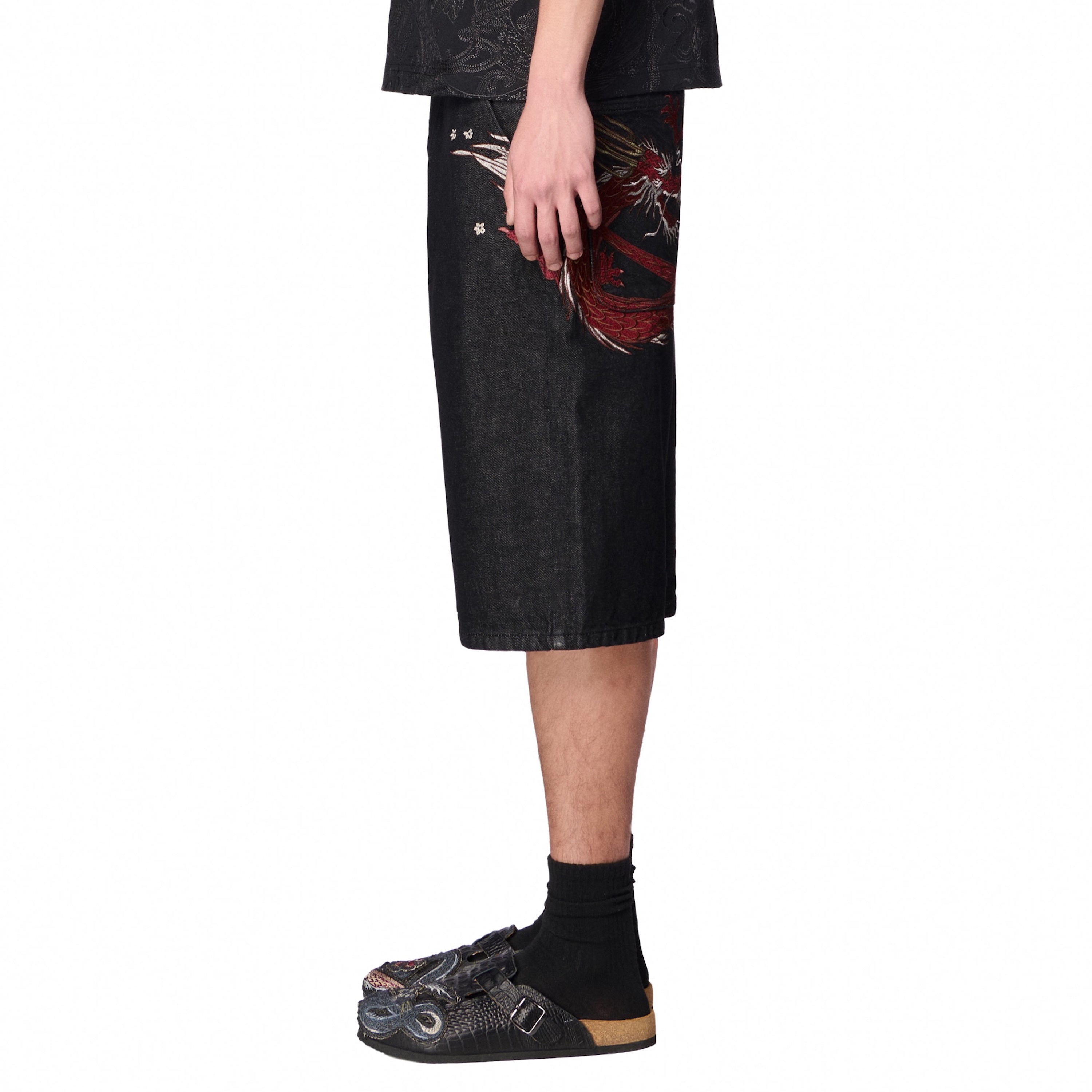 "yakuza" black raw Jorts