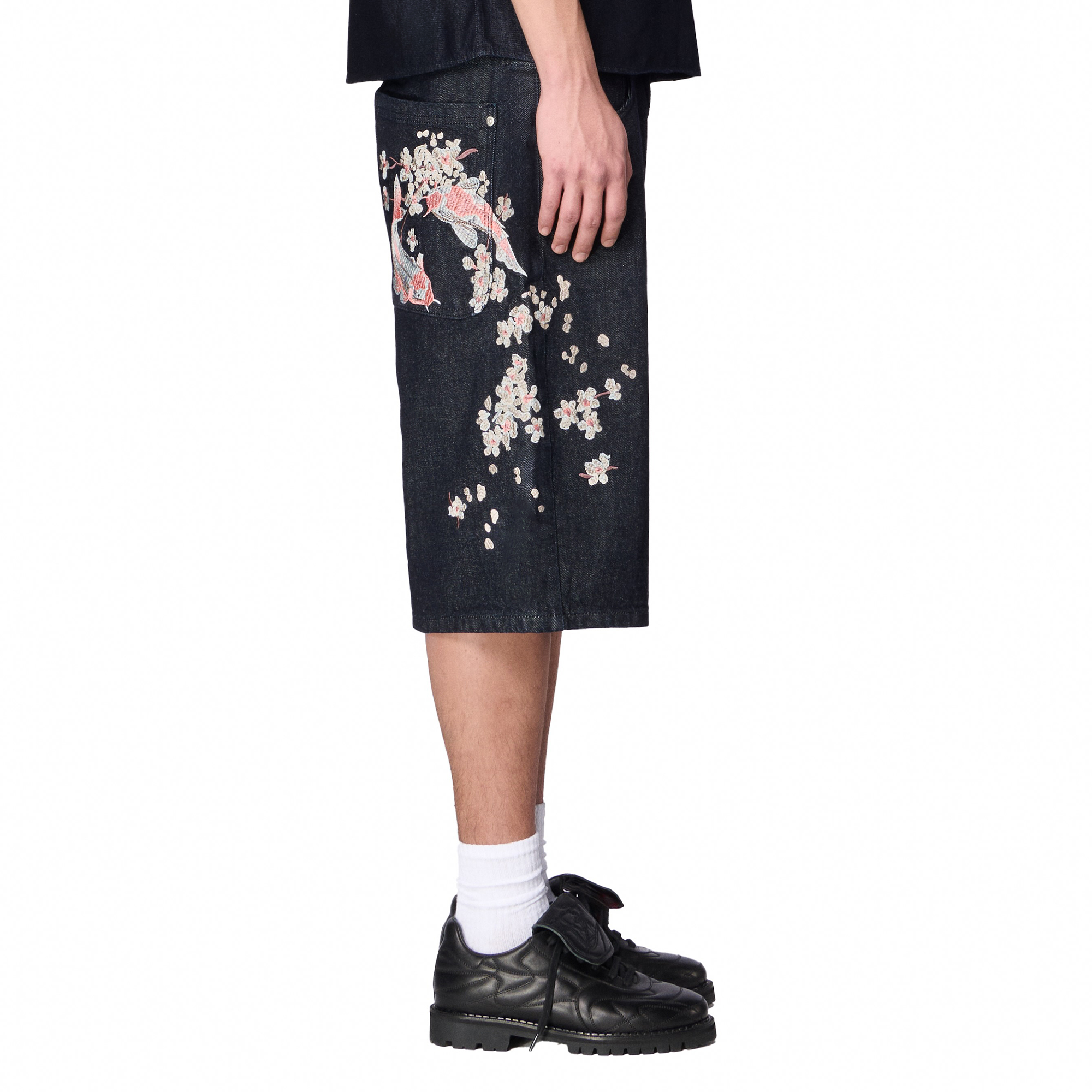 "yakuza" indigo raw Jorts 02