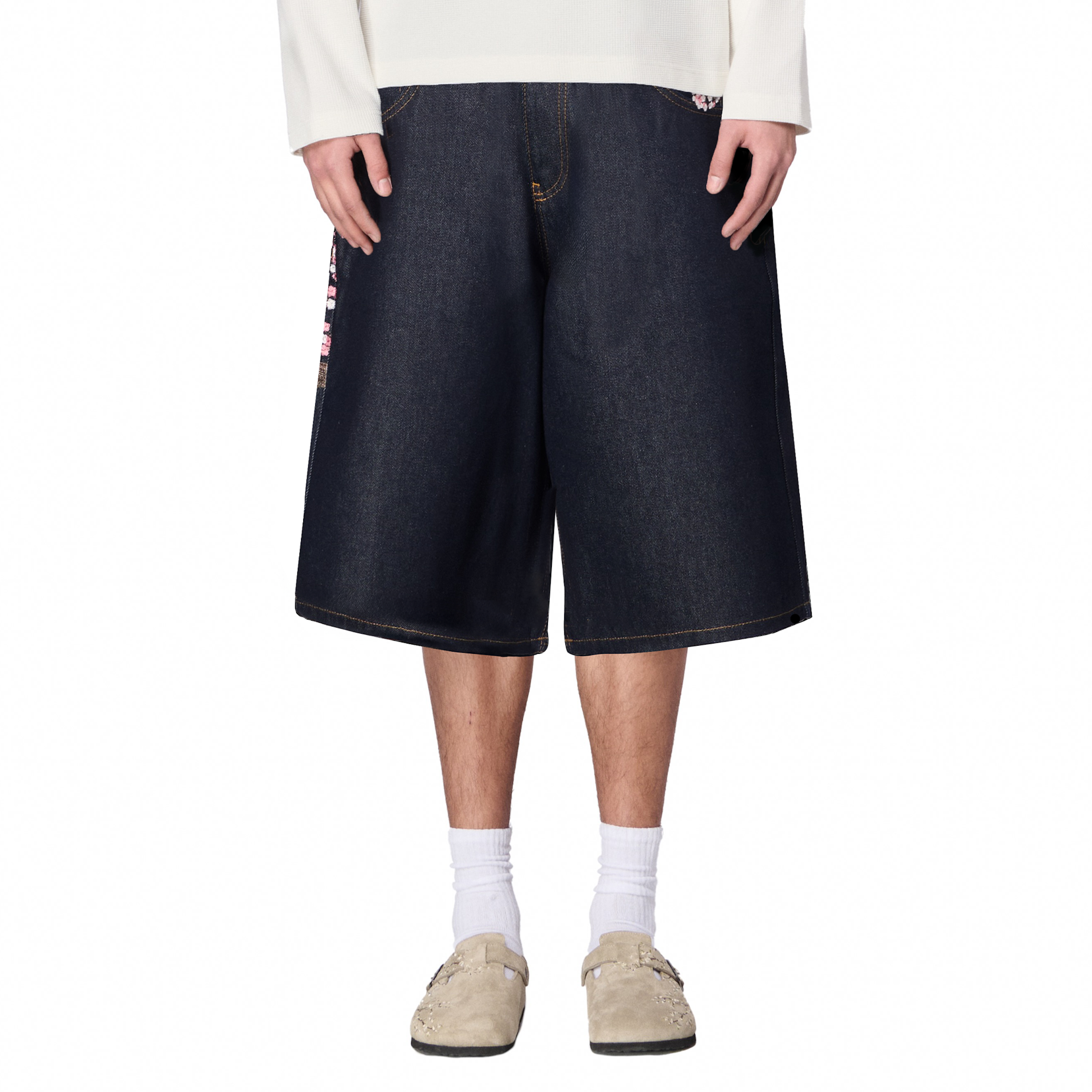 "blossom" indigo raw Jorts