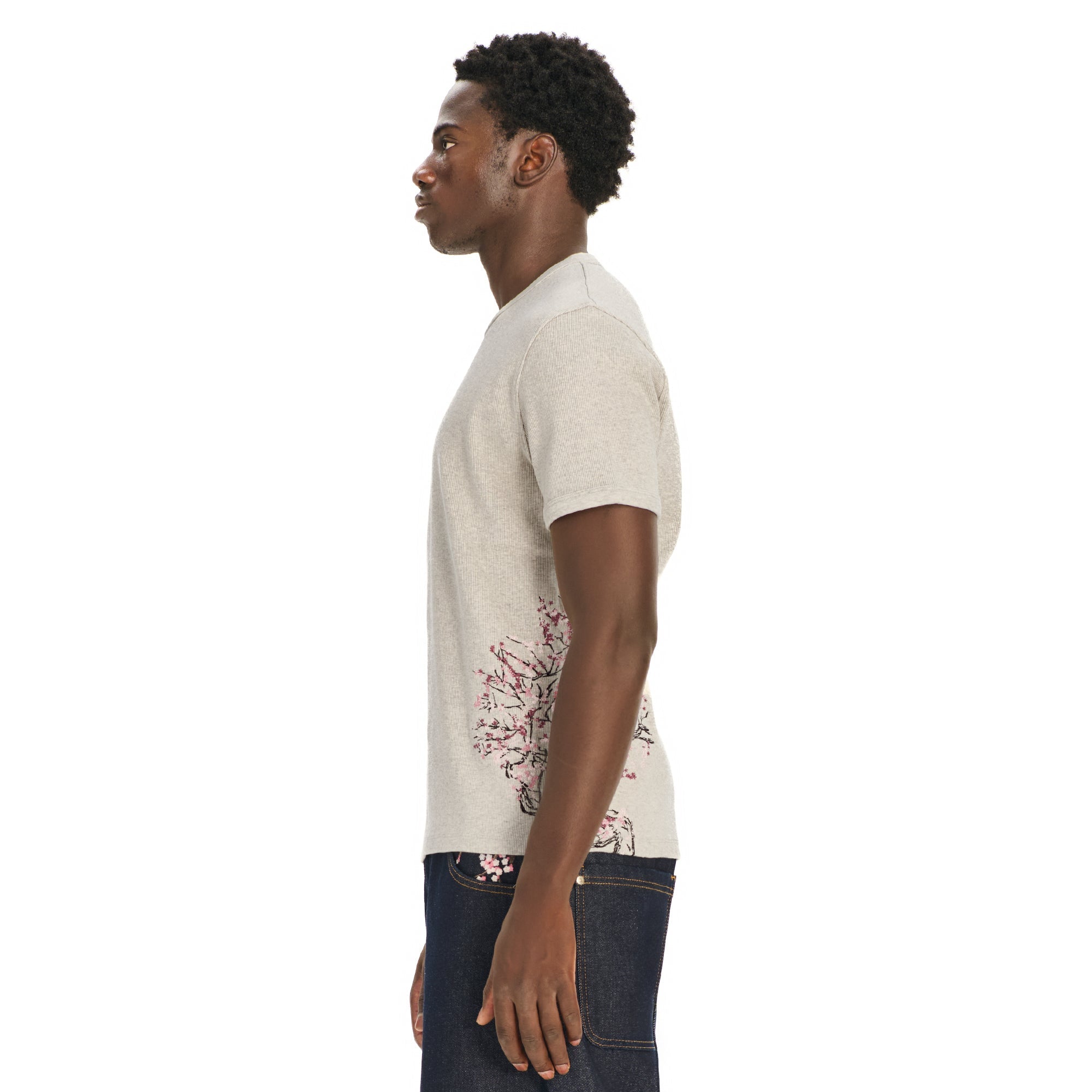 "blossom v3" ribbed T Shirt grey