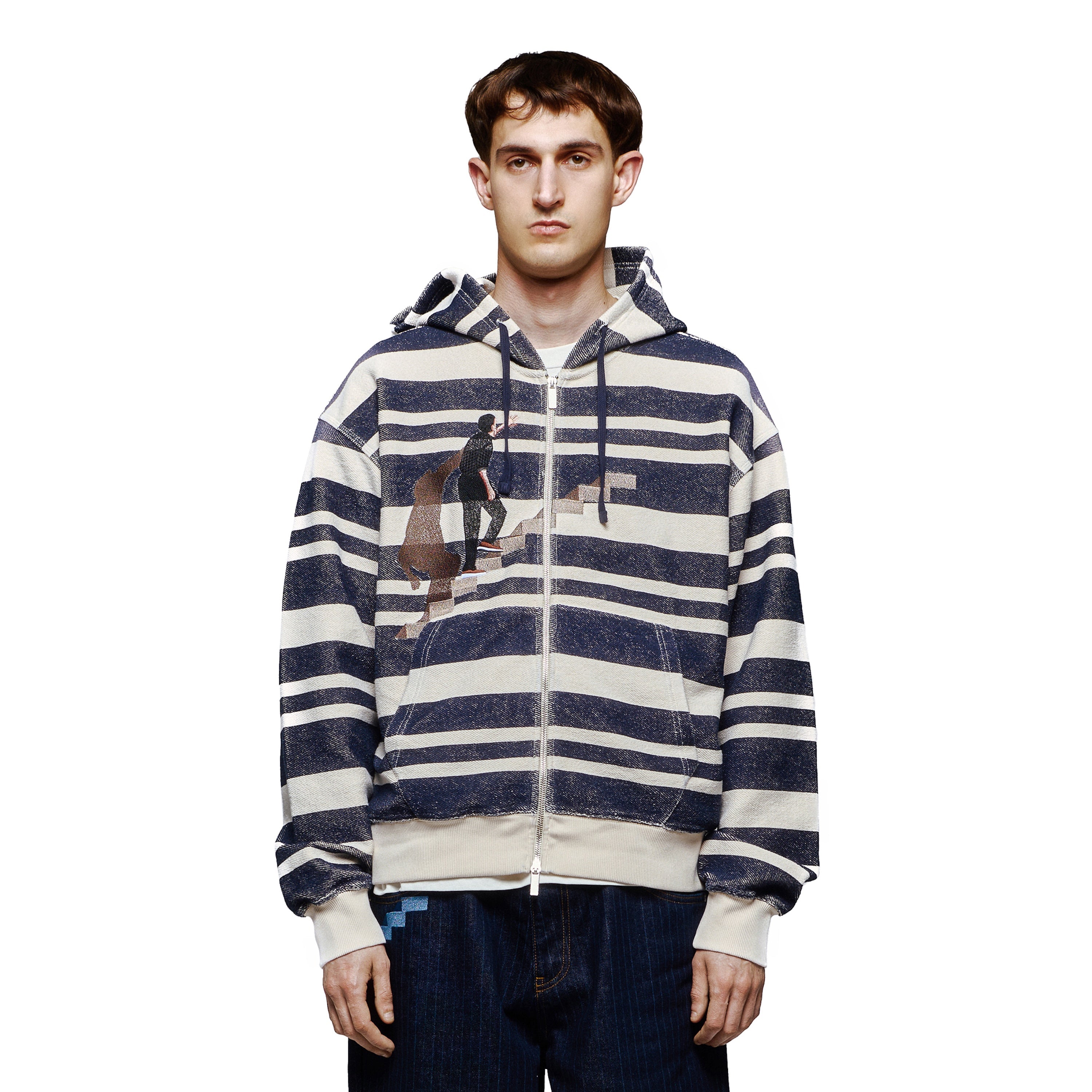 "on air" striped Zip Up