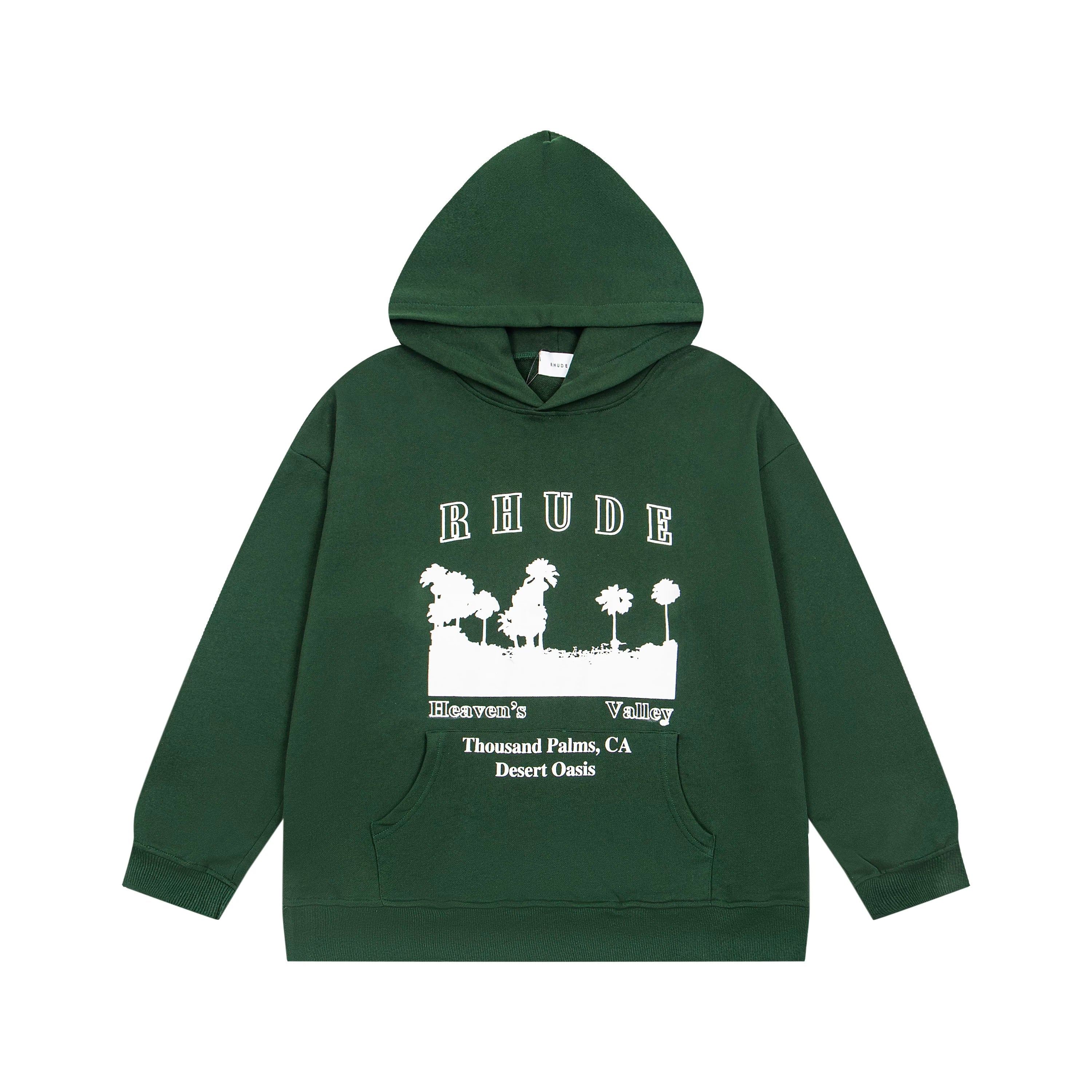 RHUDE Thousand Palms Desert Oasis Graphic Hoodie Forest Green