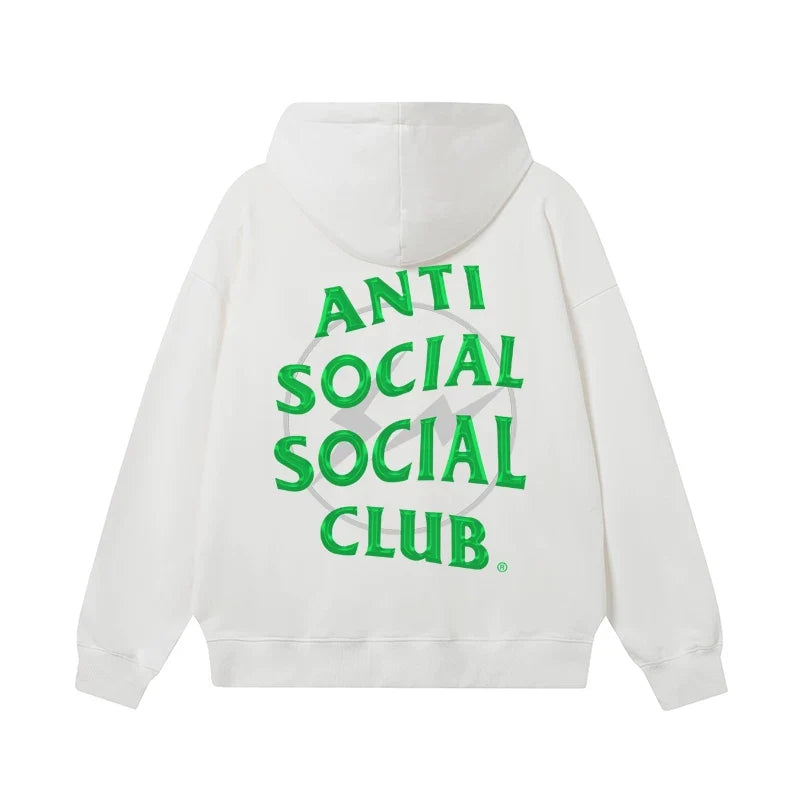 Anti Social Social Club Green Logo White Hoodie