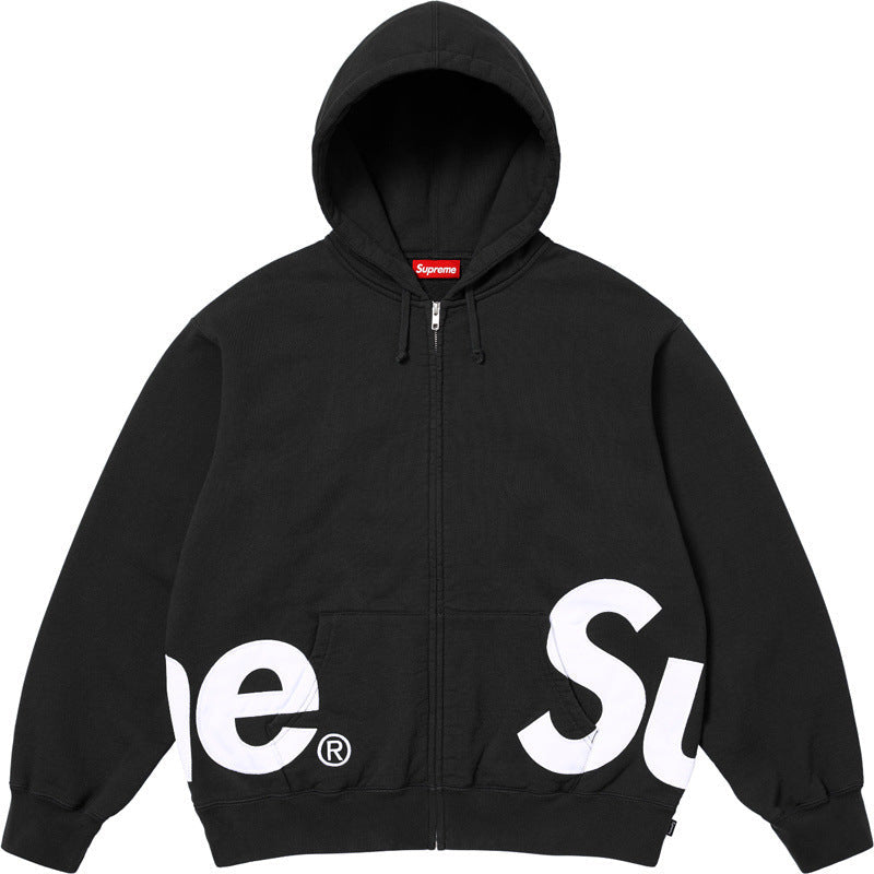 Supreme Big Logo Hooded Zip-Up Sweatshirt - Black