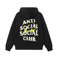 Anti Social Social Club Yellow Bolt Circle Logo Black Hoodie