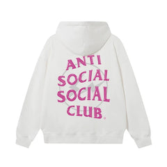 Anti Social Social Club Pink Logo White Hoodie