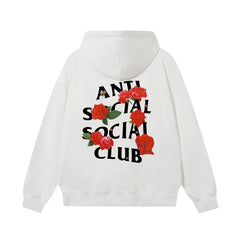 Anti Social Social Club Red Rose Graphic White Hoodie