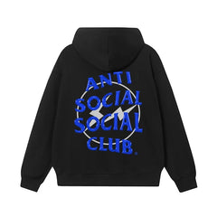 Anti Social Social Club Blue Logo Black Hoodie
