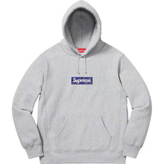 Supreme Box Logo Hooded Sweatshirt - Heather Grey / Blue Bandana