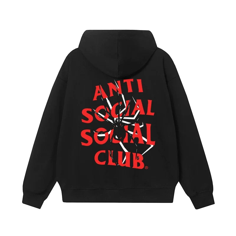 Anti Social Social Club Spider Red Logo Black Hoodie