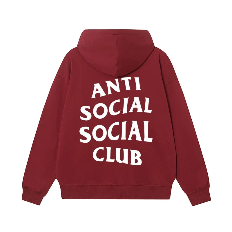 Anti Social Social Club Classic White Logo Burgundy Hoodie