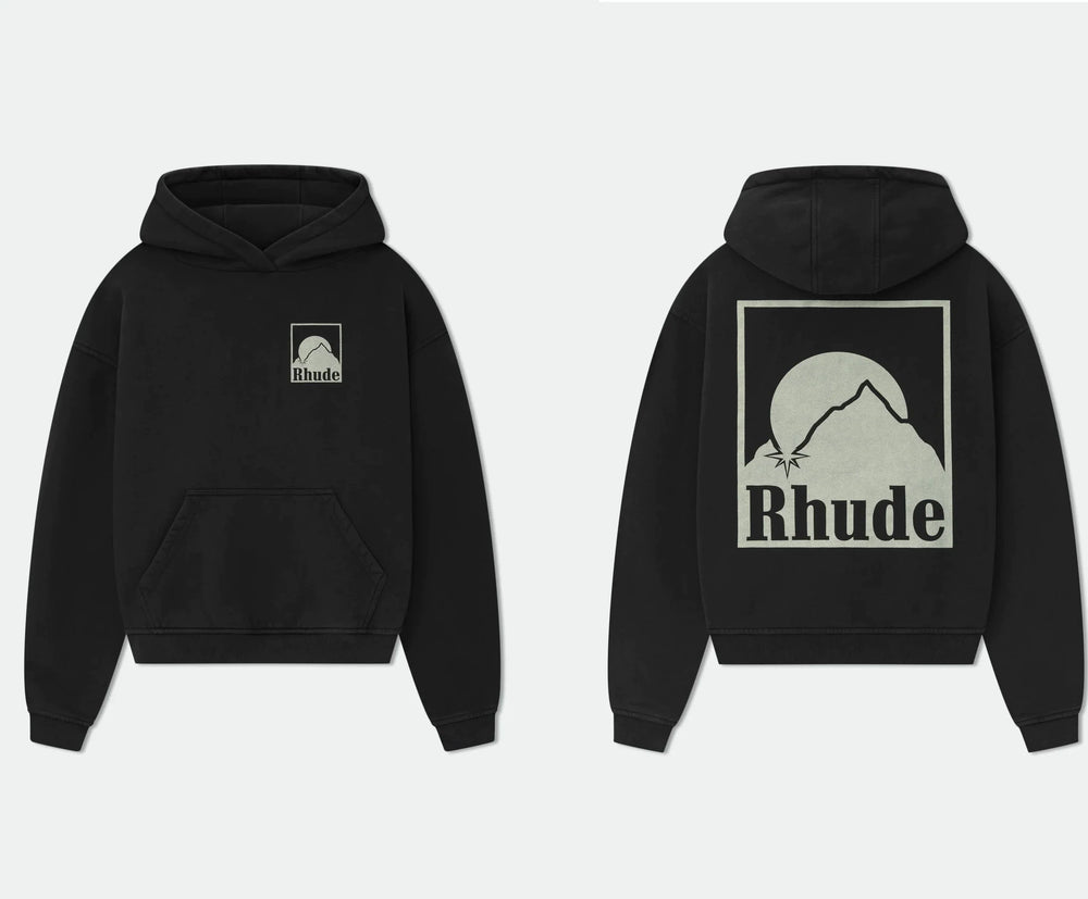 RHUDE Mountain Sunset Back Graphic Hoodie Black