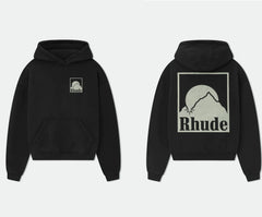 RHUDE Mountain Sunset Back Graphic Hoodie Black