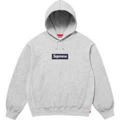 Supreme Box Logo Hooded Sweatshirt - Heather Grey / Navy