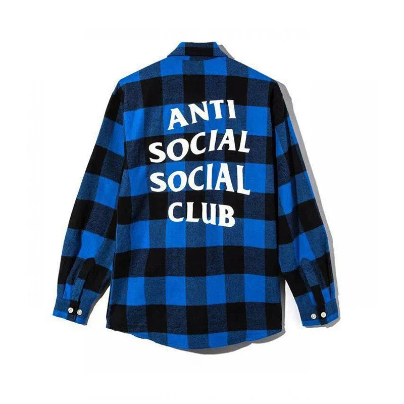 Anti Social Social Club Blue Plaid Flannel Shirt