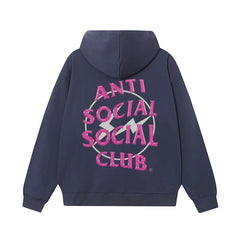 Anti Social Social Club Pink Logo Navy Hoodie