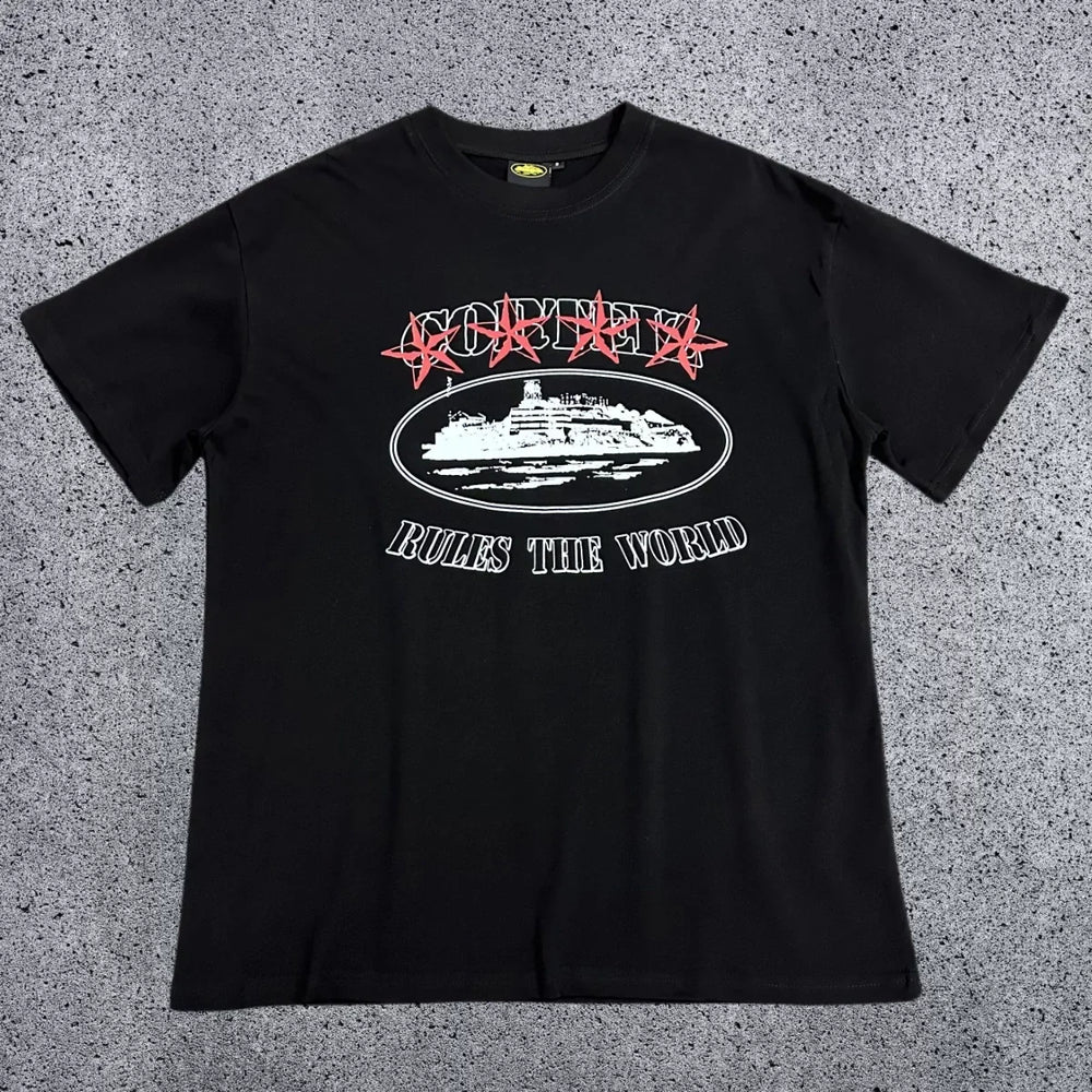 Corteiz Cruise Ship Rules The World T-Shirt – Black