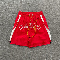 Rhude Red White Contrast Nylon Shorts