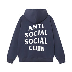 Anti Social Social Club Classic White Logo Navy Hoodie