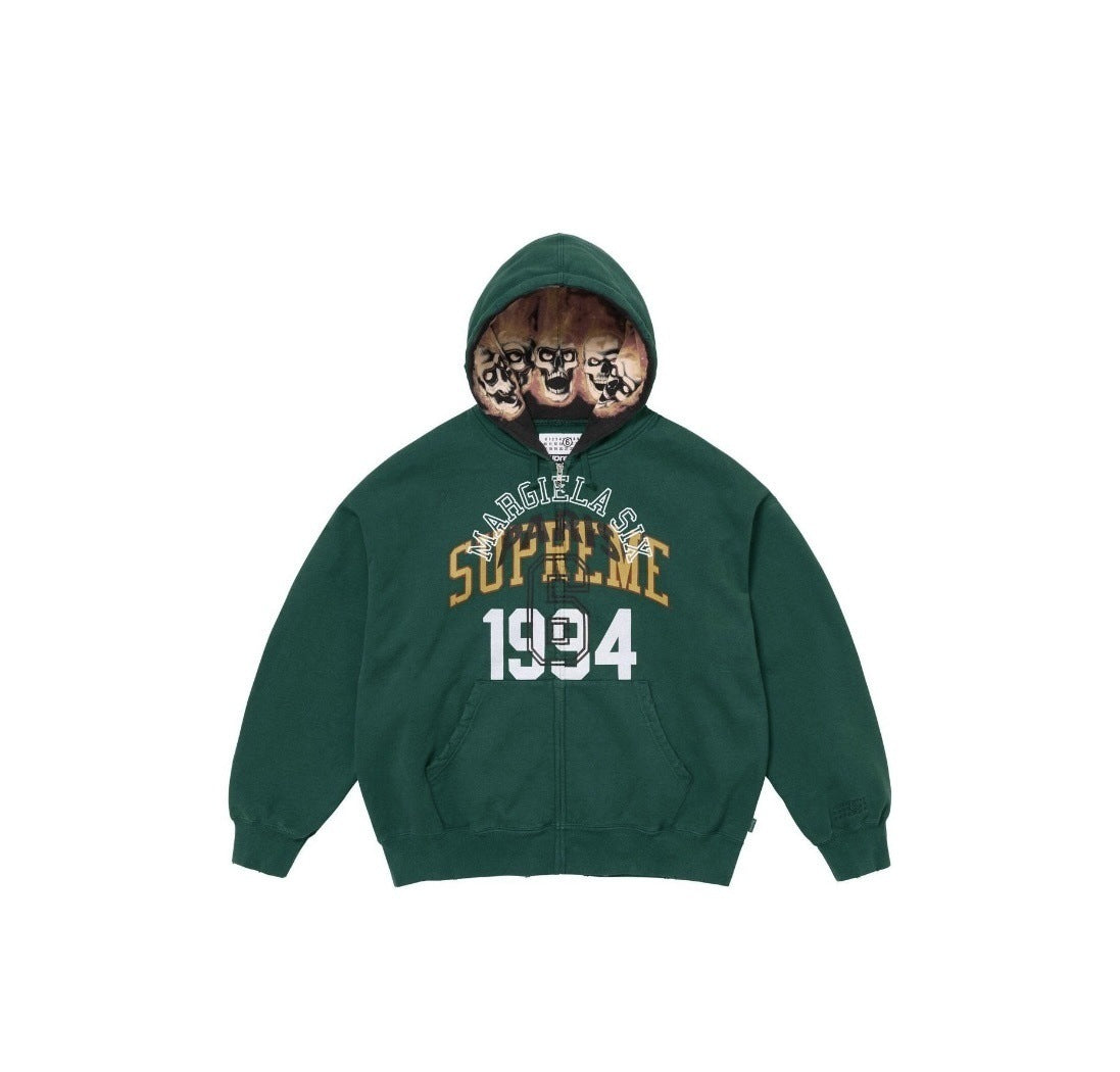 Supreme 1994 Collegiate Skull Hood Inner Print Full Zip Hoodie - Dark Green