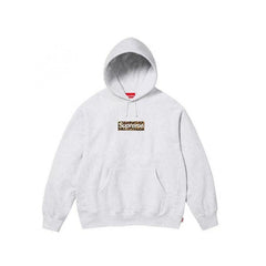 Supreme Box Logo Hooded Sweatshirt - Heather Grey / Leopard