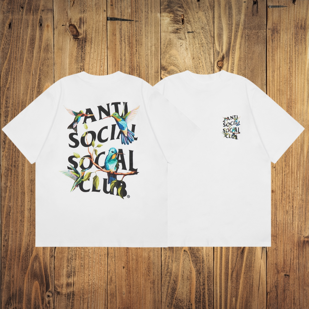 ASSC White Tee – Hummingbird Print