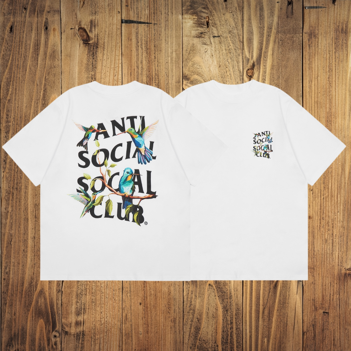 ASSC White Tee – Hummingbird Print