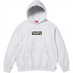 Supreme Box Logo Hooded Sweatshirt - Heather Grey / Woodland Camo