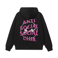 Anti Social Social Club Pink Logo Black Hoodie