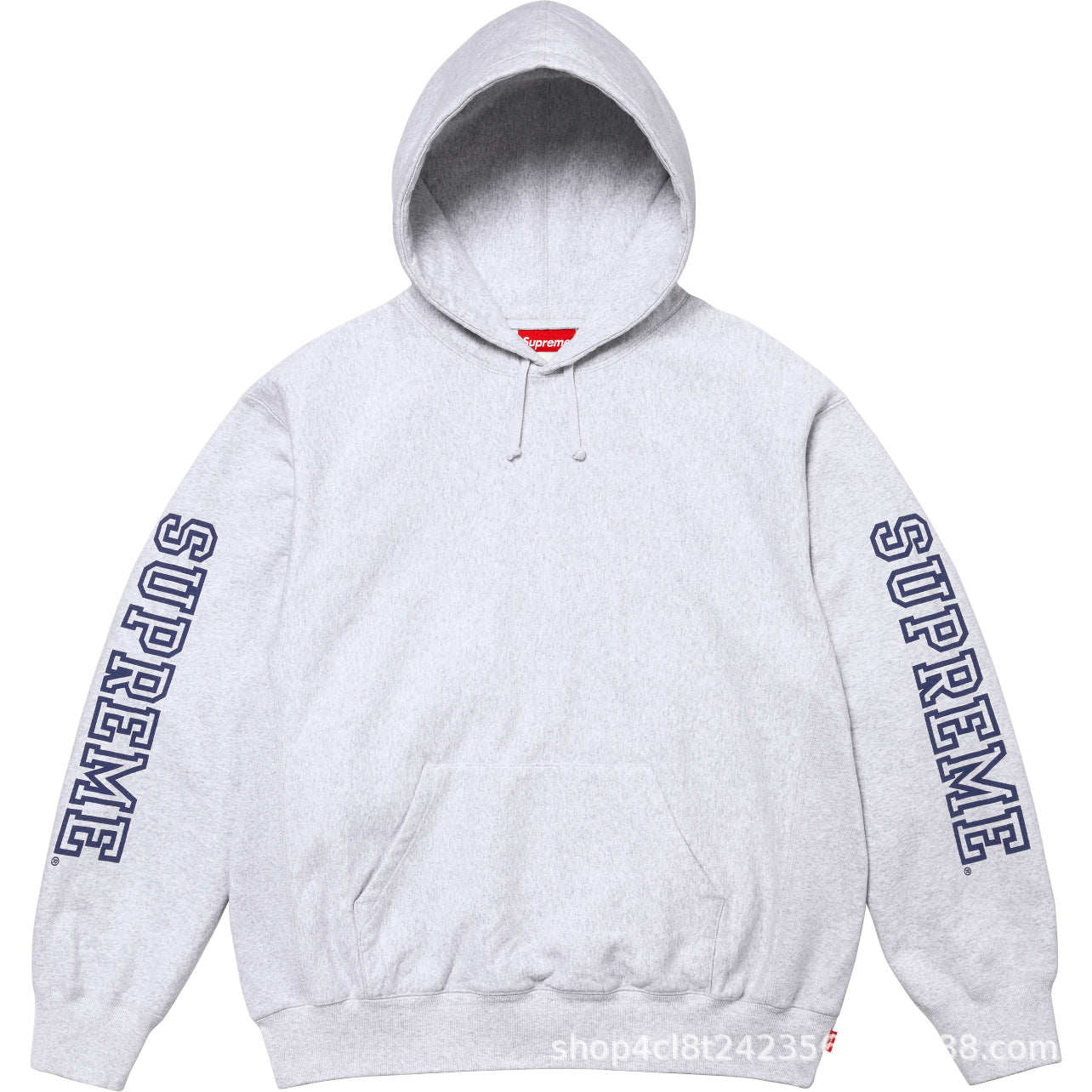 Supreme Sleeve Logo Hooded Sweatshirt - Heather Grey