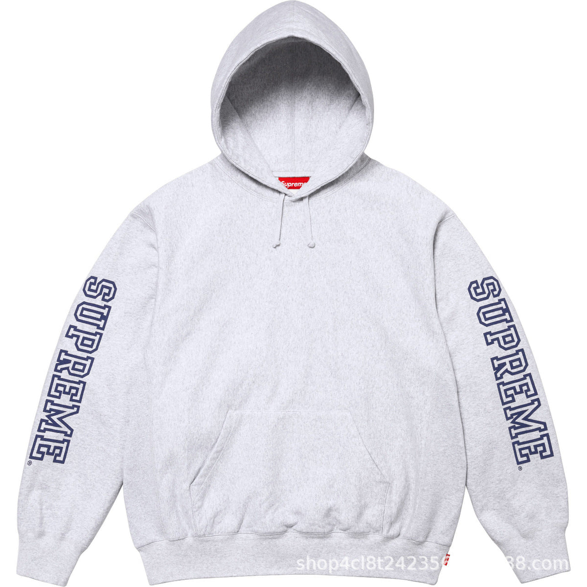 Supreme Sleeve Logo Hooded Sweatshirt - Heather Grey