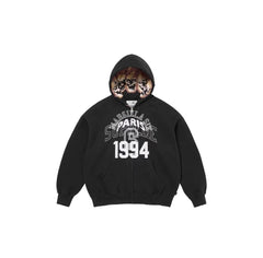 Supreme Paris 1994 Skull Hood Inner Print Full Zip Hoodie - Black