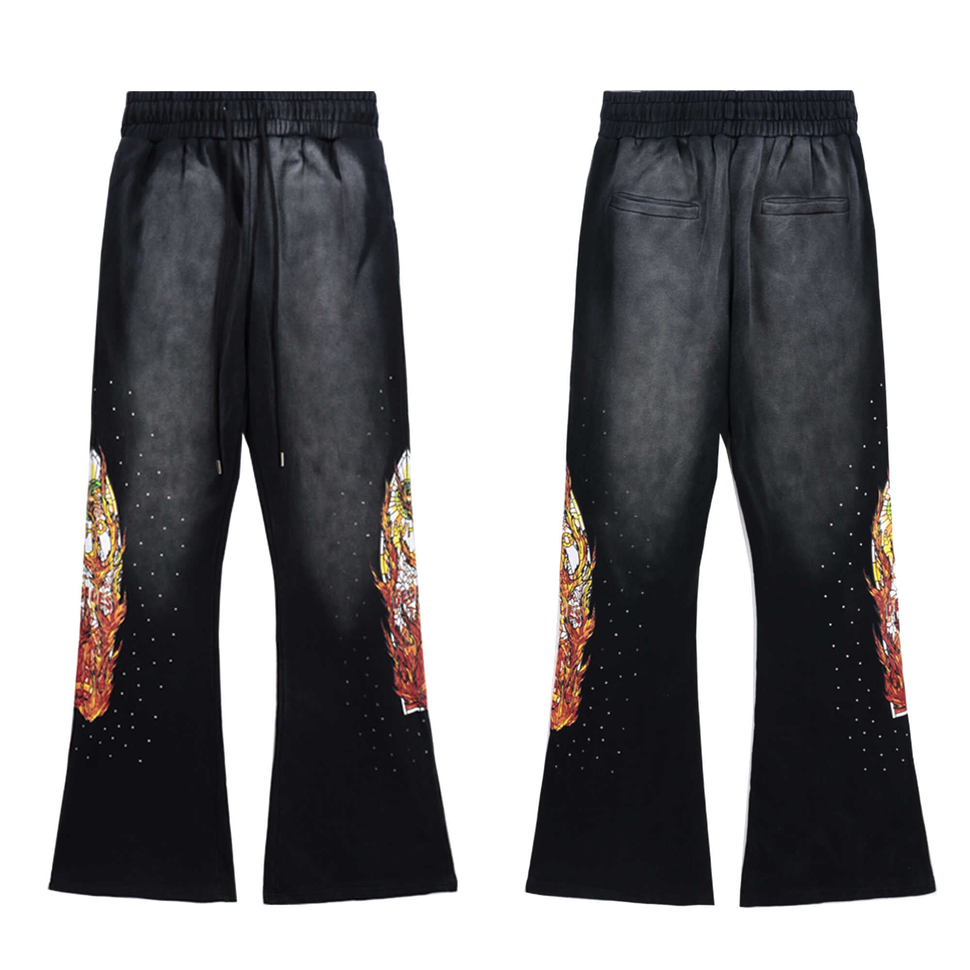 WHO DECIDES WAR Graphic Flare Pants Unisex Vintage Streetwear Wide Leg Sweatpants