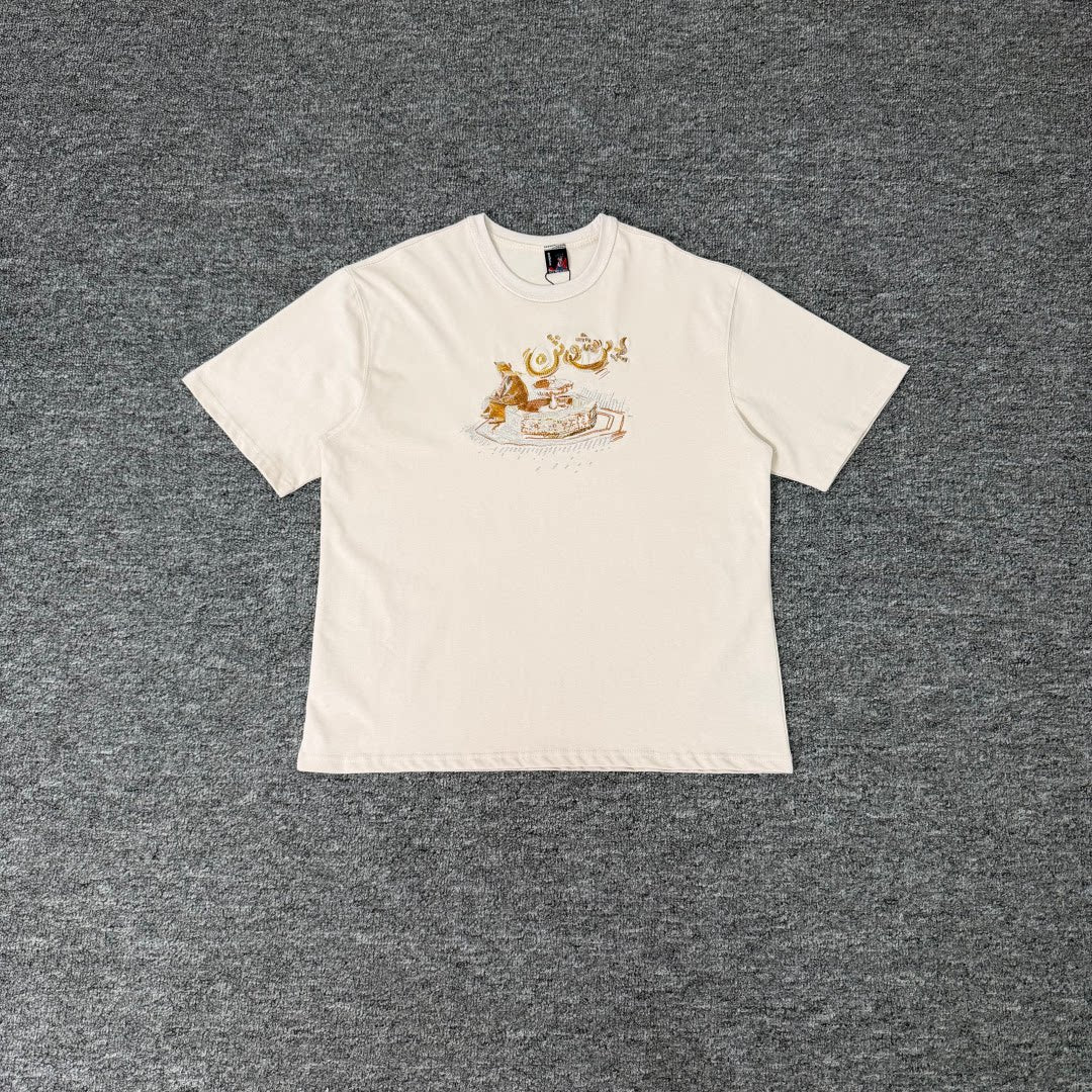 Derschutze Embroidered Graphic T-Shirt Unisex Couple Matching Oversized Streetwear Summer Tee